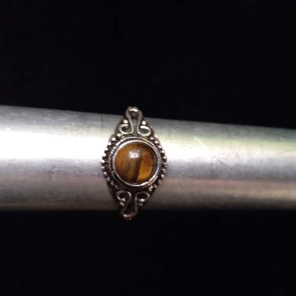 125 Tiger Eye Silver Gemstone Ring size 9 stamped 925 shipping sale - Picture 6 of 9